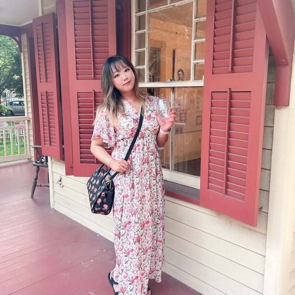 K-pop pink floral maxi dress - Picture 2 of 5